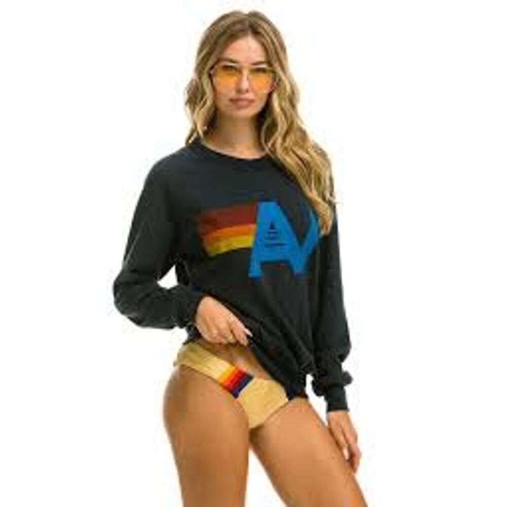 Aviator Nation Crewneck Logo Sweatshirt Charcoal Gray Womens M Pullover Relaxed